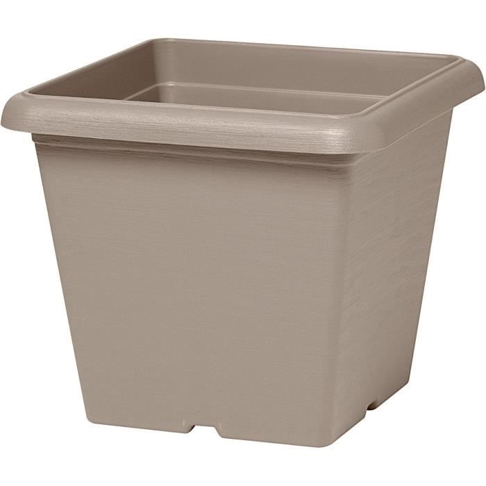 Square flower pot - GARDEN ID - Teramo Taupe - 40 x 35 cm - Scratch resistant - Stone effect - With 