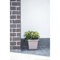 Square flower pot - GARDEN ID - Teramo Taupe - 40 x 35 cm - Scratch resistant - Stone effect - With 