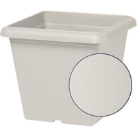 Square flower pot - GARDEN ID - Teramo white stone - 40 x 35 cm - Scratch resistant - Stone effect -