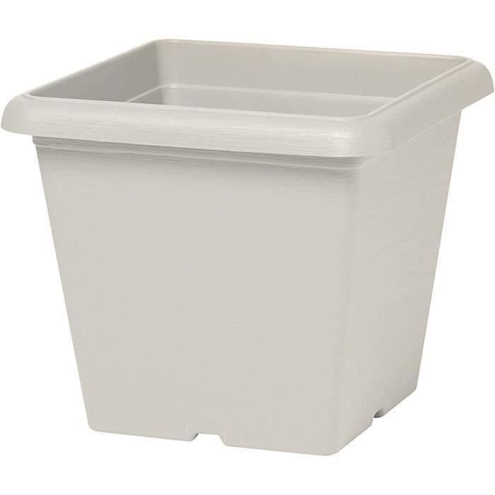 Square flower pot - GARDEN ID - Teramo white stone - 40 x 35 cm - Scratch resistant - Stone effect -