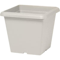 Square flower pot - GARDEN ID - Teramo white stone - 40 x 35 cm - Scratch resistant - Stone effect -