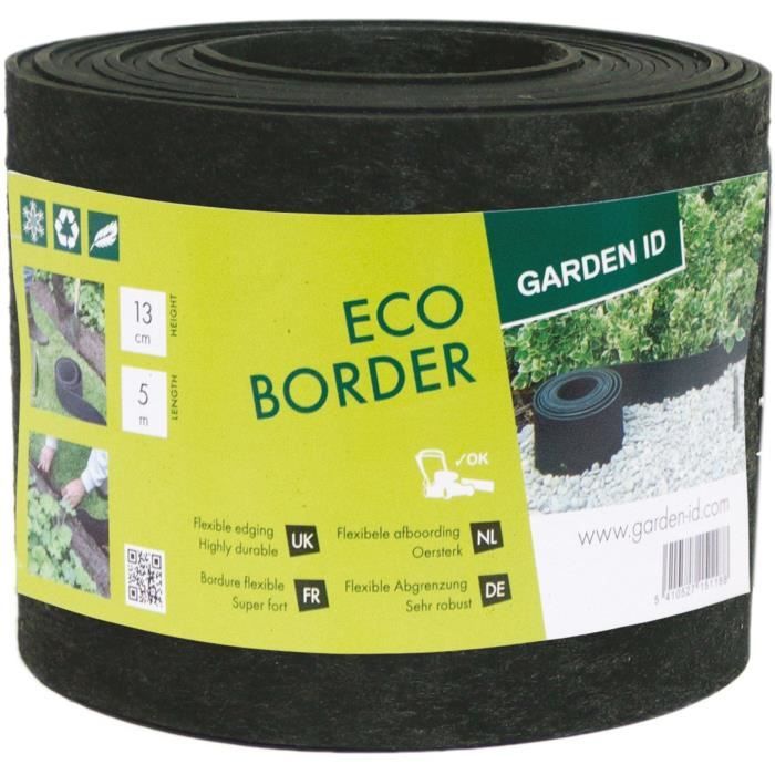Recycled rubber garden edging - GARDEN ID Eco Border - 5 m H13 cm - Indestructible - Flexible, strai