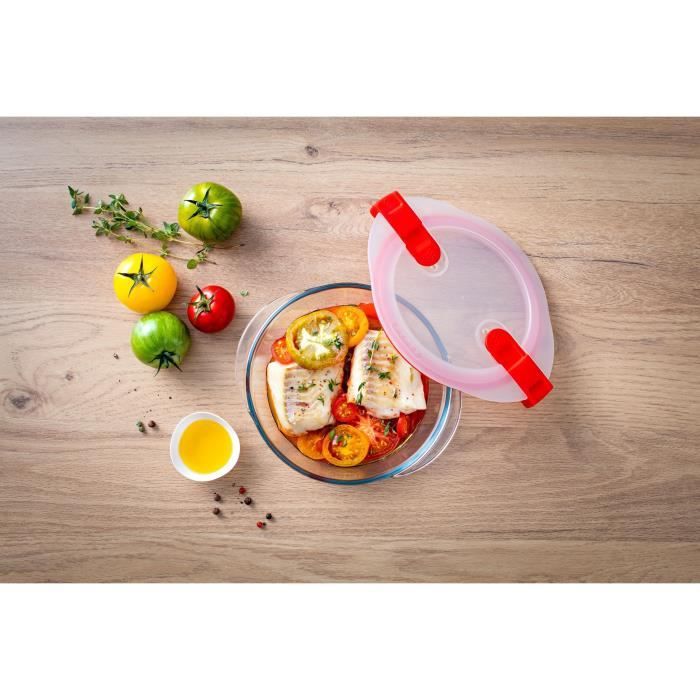 5er-Set Vorratsbehälter - PYREX - Cook & Heat - Glas - Deckel mit Dampfventilen, speziell für Mikrow