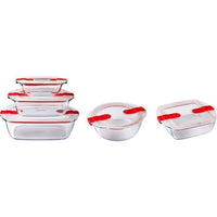 5er-Set Vorratsbehälter - PYREX - Cook & Heat - Glas - Deckel mit Dampfventilen, speziell für Mikrow