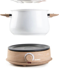 Fondue-Set - DOMO - DO736F - 1500 W - 2 L - 8 Personen - Weiß/Holz