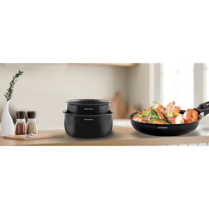 Induktionskochgeschirr-Set - Arthur Martin - AM558 - Aluminium - 20-teilig - Abnehmbarer Griff - All