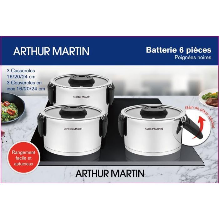Arthur Martin 3er-Set Töpfe mit klappbaren Griffen  AM6321