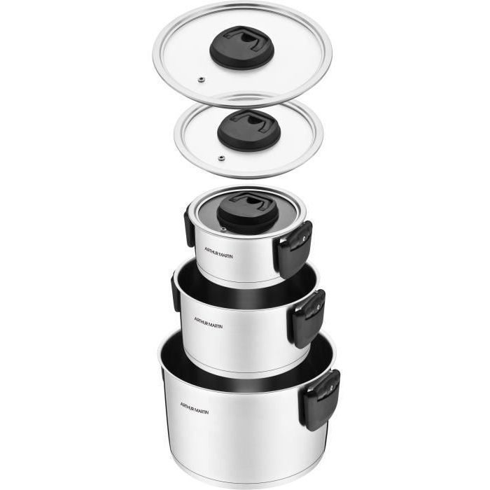 Arthur Martin 3er-Set Töpfe mit klappbaren Griffen  AM6321