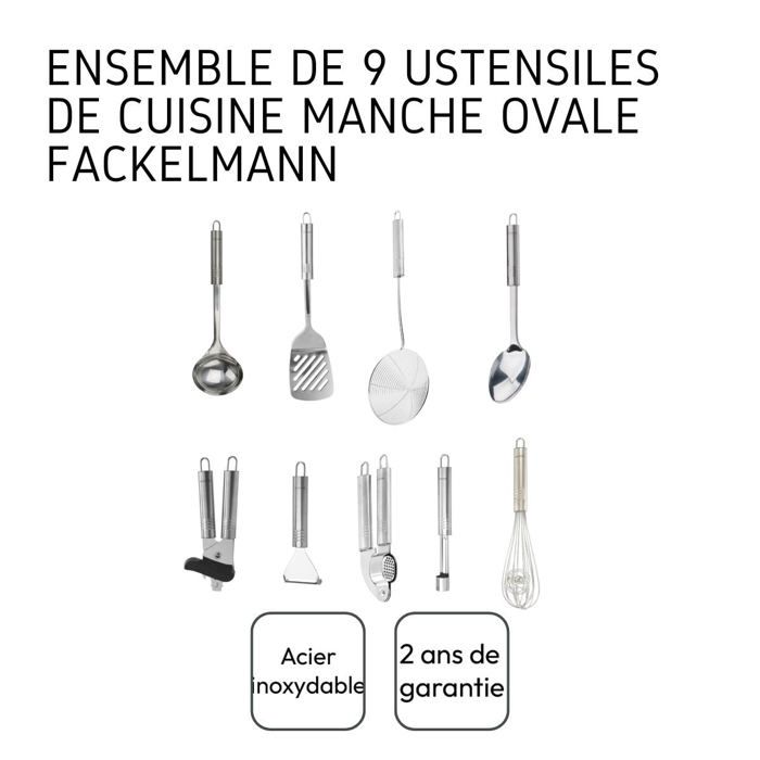9-teiliges Küchenutensilien-Set - FACKELMANN - Oval - Edelstahl