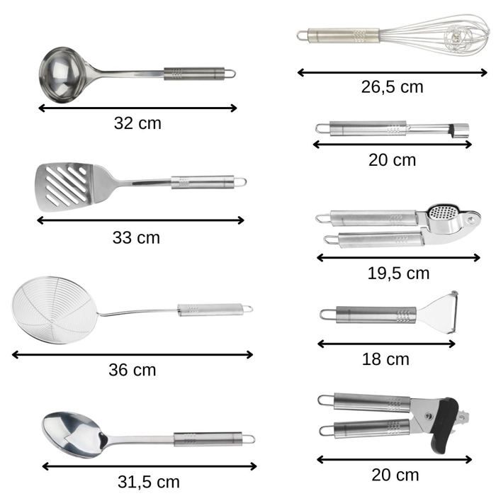 9-teiliges Küchenutensilien-Set - FACKELMANN - Oval - Edelstahl