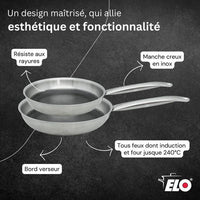 Set mit 2 Induktionsbratpfannen  ELO  Relief Solutions  18/10 Edelstahl ELODUR Select Antihaftbes