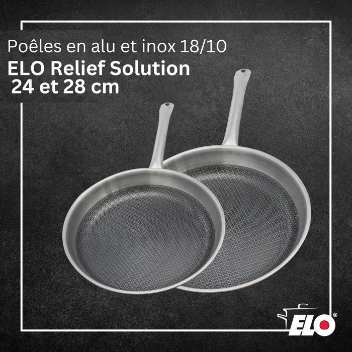 Set mit 2 Induktionsbratpfannen  ELO  Relief Solutions  18/10 Edelstahl ELODUR Select Antihaftbes