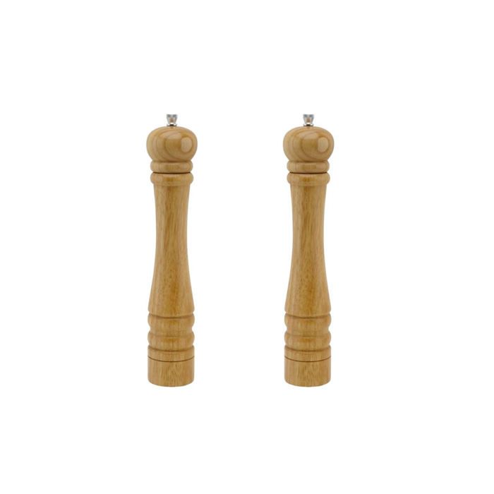 2er-Set manuelle Pfeffermühlen - FACKELMANN PROFESIONAL - Holzfarbe - 32 cm