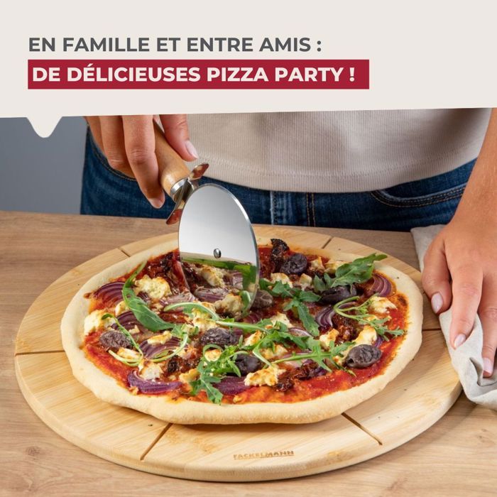 2er-Set Pizzabretter mit Schneiderillen - FACKELMANN - Ø 32 cm