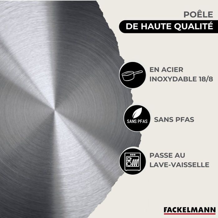 3er-Set Bratpfannen (20, 24 und 28 cm) aus Edelstahl, Marke Fackelmann Eterna
