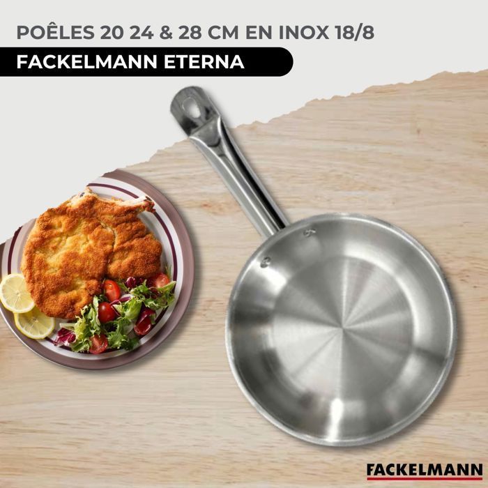 3er-Set Bratpfannen (20, 24 und 28 cm) aus Edelstahl, Marke Fackelmann Eterna