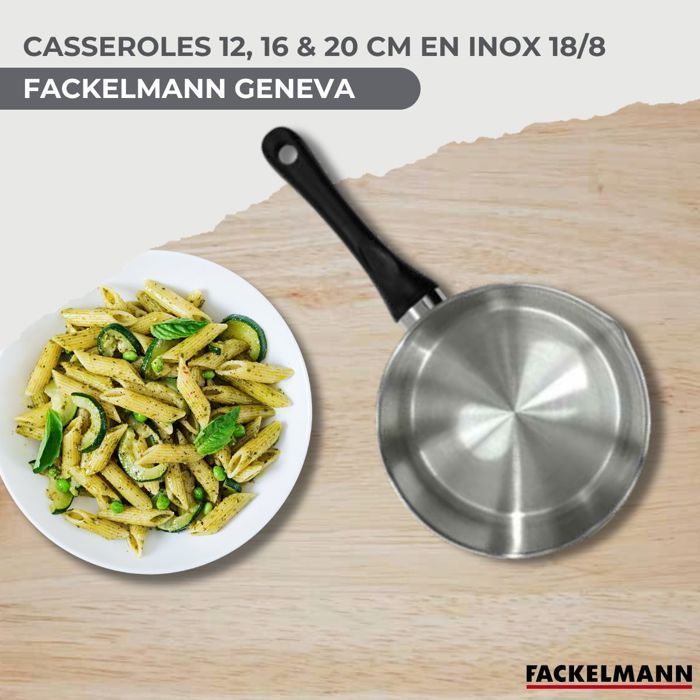 3-teiliges Topfset (12, 16 und 20 cm) aus Edelstahl, Marke Fackelmann Geneva