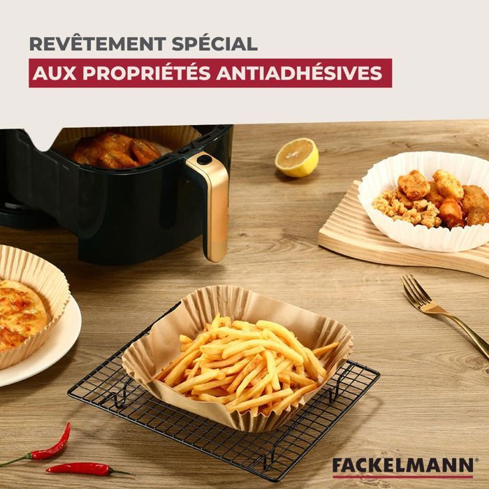 Set mit 200 quadratischen Papierförmchen für Heißluftfritteusen  FACKELMANN  Sortiert  20 cm