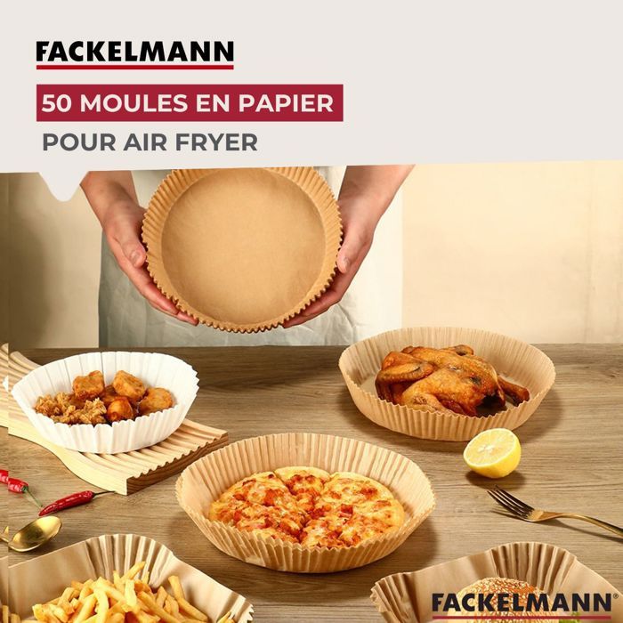 Set mit 200 quadratischen Papierförmchen für Heißluftfritteusen  FACKELMANN  Sortiert  20 cm