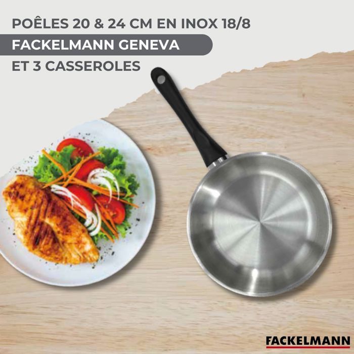 Kochgeschirrset - Alle Herdarten inkl. Induktion - FACKELMANN - Geneva - Edelstahl - 2 Bratpfannen 2