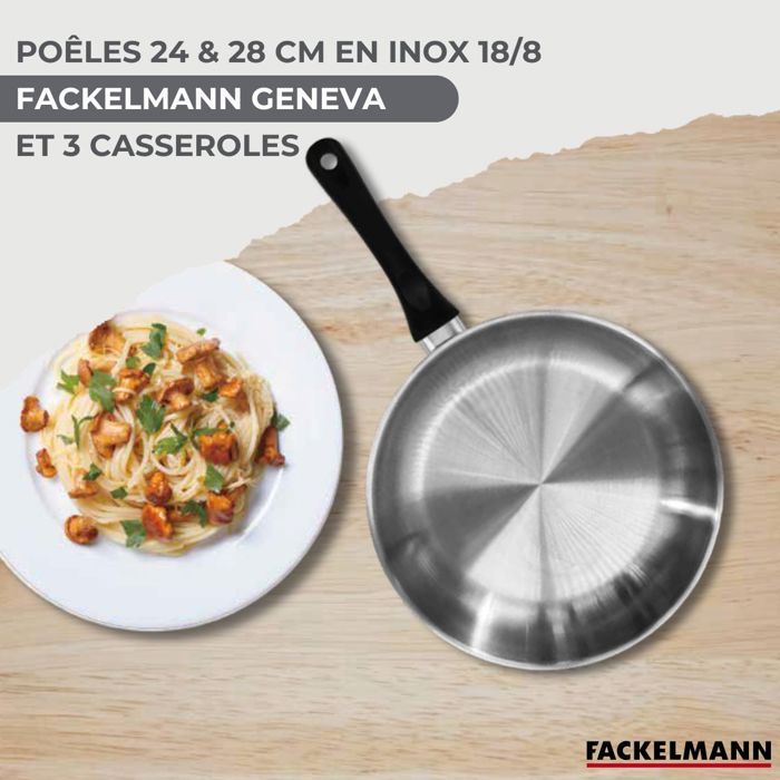 Kochgeschirrset - Alle Herdarten inkl. Induktion - FACKELMANN - Geneva - Edelstahl - 2 Bratpfannen 2