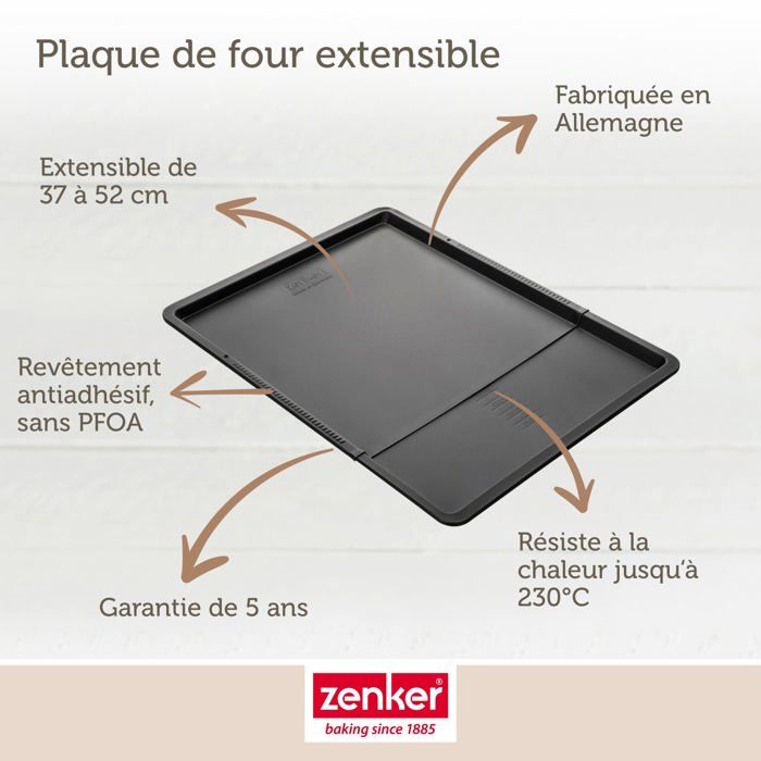 2er-Set erweiterbare Backbleche - ZENKER - Schwarz Metallic - 37 bis 52 x 33 cm