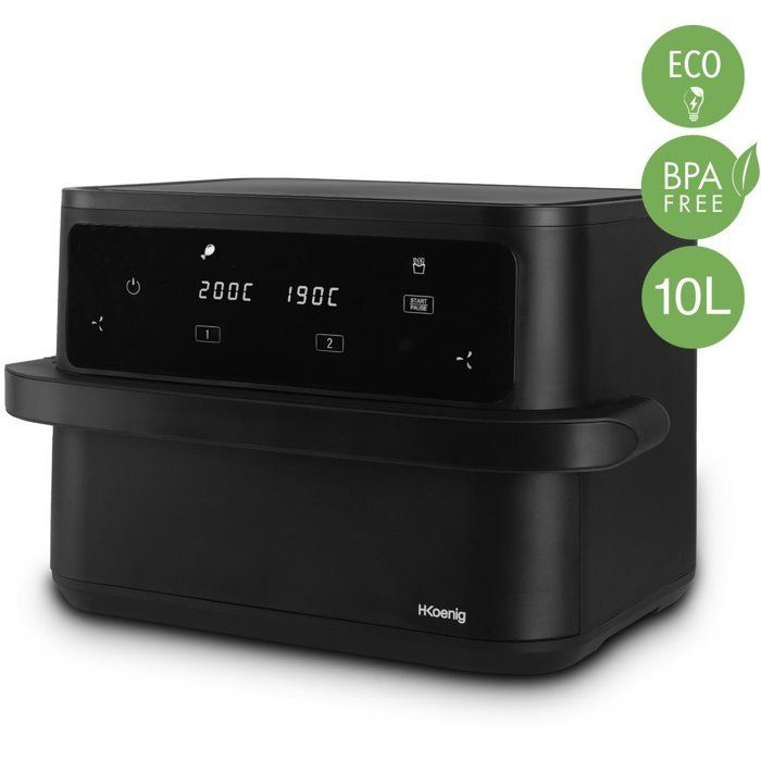 HKoeNIG Ölfreie Fritteuse  FRY960  10 l Fassungsvermögen, umbaubar auf 2 x 5 l  8 Kochprogramme 