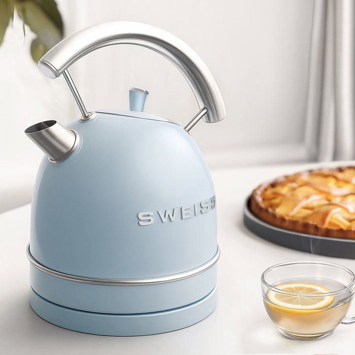 Vintage Wasserkocher  SWISS  KTL6  2200 W  1,8 l  360° drehbarer Sockel  Blau