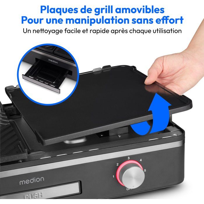 MEDION Elektrogrillplatte  MD12027  Zwei Kochzonen  52,1 x 28,4 x 10,2 cm  2400 W