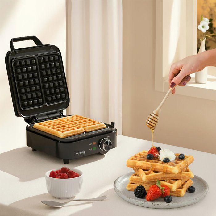 Kompaktes Waffeleisen  HKoeNIG  GFX420  1200 W  Temperaturregelung  Schwarz