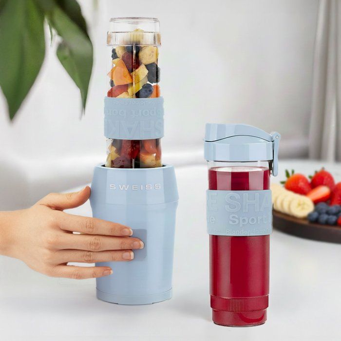 Mini-Standmixer  SCHWEIZ  MOOV6  300 W  570 ml  2 Flaschen  Blau
