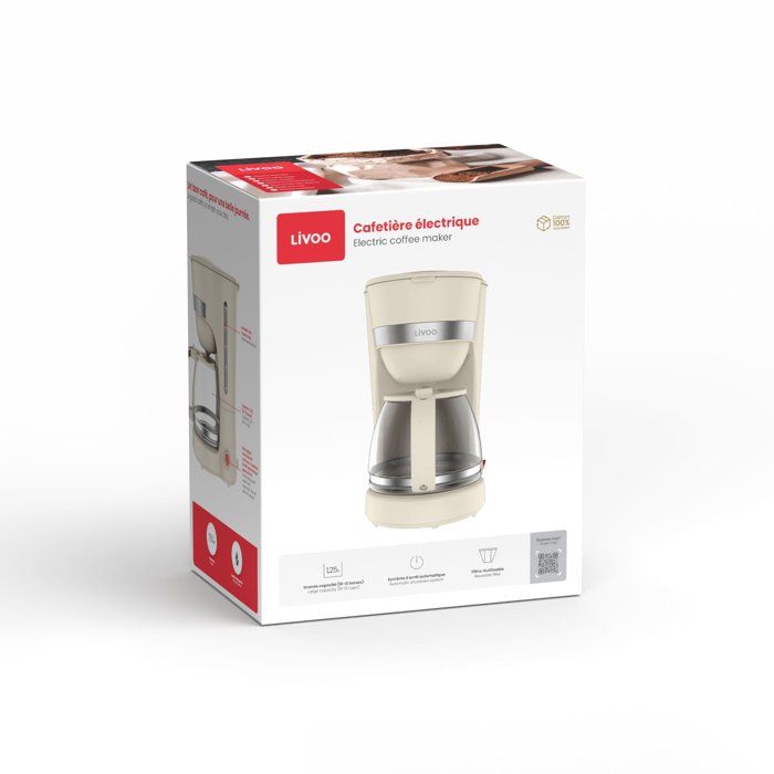 Elektrische Kaffeemaschine  LIVOO  DOD200C  750 W  1,25 l  10 bis 12 Tassen  Cremeweiß
