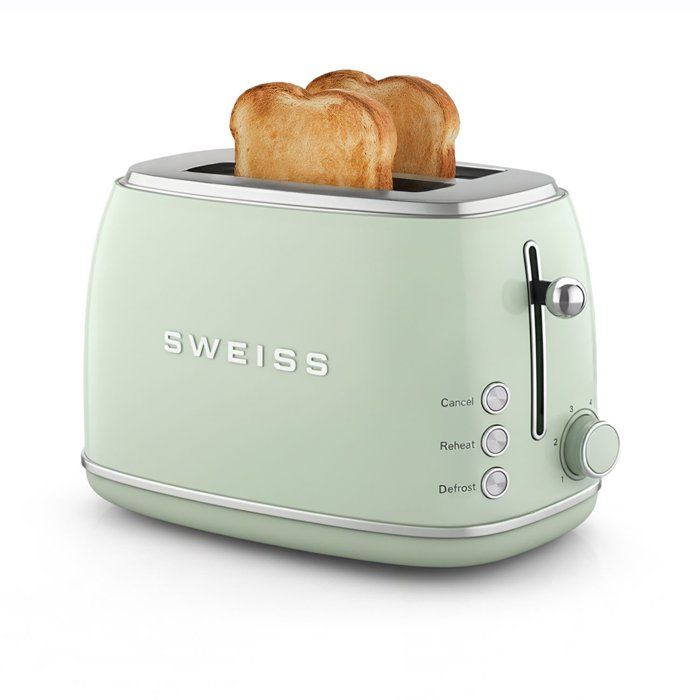 Vintage 2-Scheiben-Toaster  SWEISS  GRS7  850 W  Einstellbares Thermostat  Grün