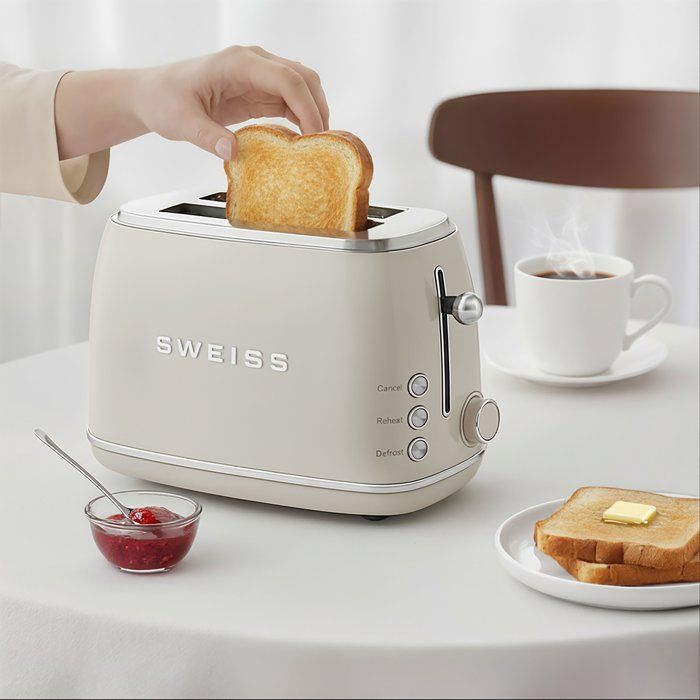Vintage 2-Scheiben-Toaster  SWEISS  GRS8  850 W  Einstellbares Thermostat  Beige