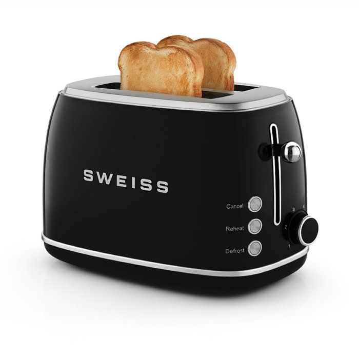 Vintage 2-Scheiben-Toaster  SWEISS  GRS9  850 W  Einstellbares Thermostat  Schwarz