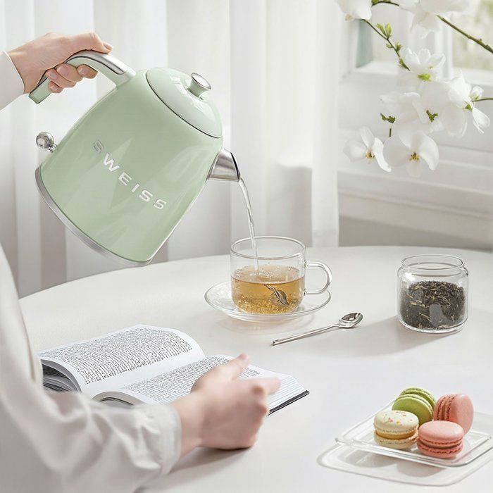 Vintage Wasserkocher  SWISS  KTS7  1000 W  1 l  360° drehbarer Sockel  Grün