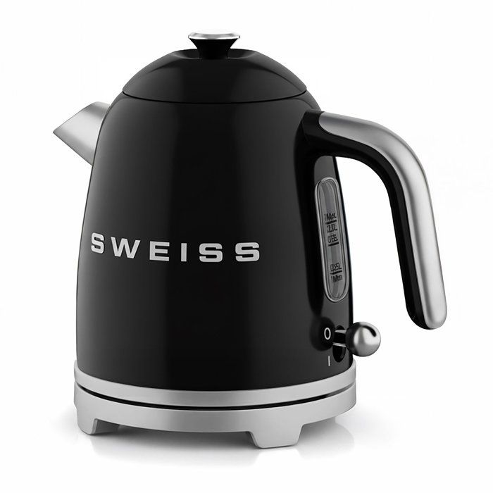 Vintage Wasserkocher  SWISS  KTS9  1000 W  1 l  360° drehbarer Sockel  Schwarz
