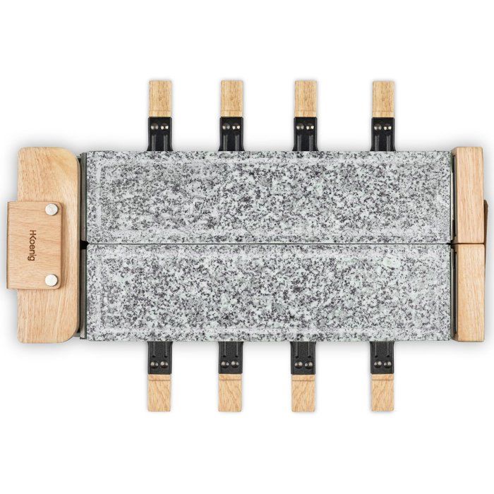 Raclettegrill - HKoeNIG - WOD362 - 1400 W - Für bis zu 8 Personen - Drehbarer Sockel - Holzdesign