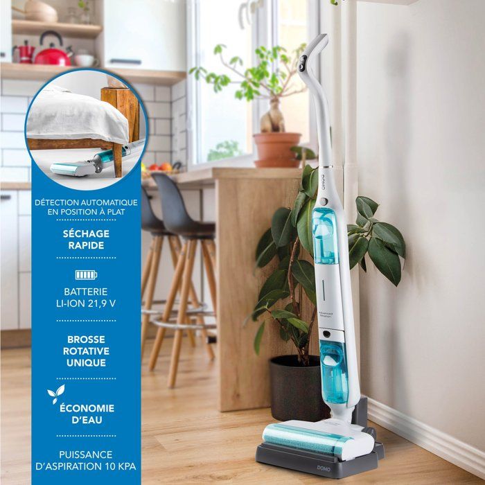 Akku-Staubsauger und Wischmopp  DOMO DO253SW  10.000 Pa  35 Min. Laufzeit  75 m²  450 ml Staubb