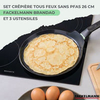 Candlemas-Crêpe-Maker-Set - FACKELMANN - BRANDAO - Ø 26 cm - 3 Utensilien