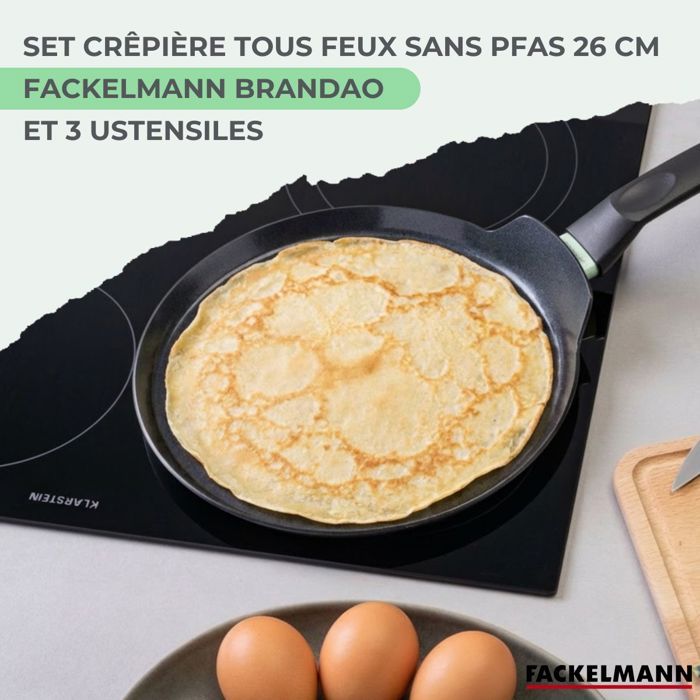 Candlemas-Crêpe-Maker-Set - FACKELMANN - BRANDAO - Ø 26 cm - 3 Utensilien