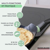 Candlemas-Crêpe-Maker-Set - FACKELMANN - BRANDAO - Ø 26 cm - 3 Utensilien