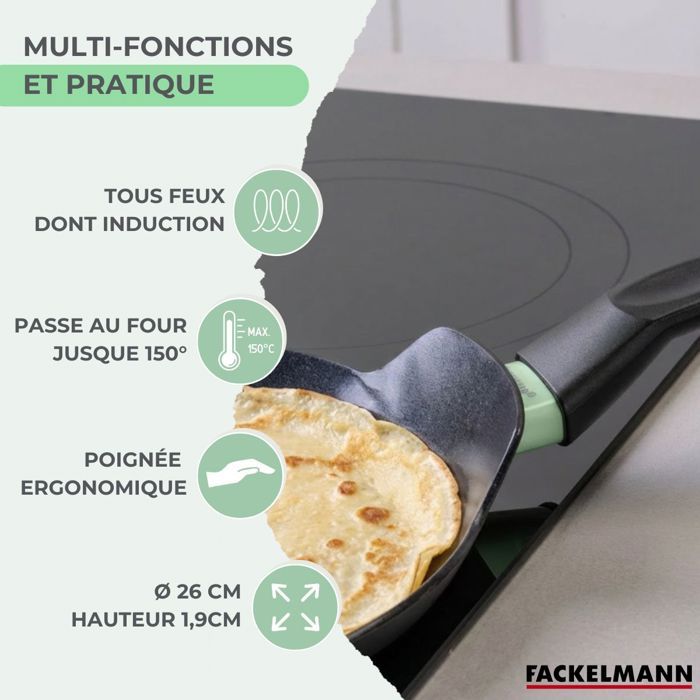 Candlemas-Crêpe-Maker-Set - FACKELMANN - BRANDAO - Ø 26 cm - 3 Utensilien