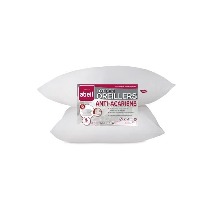 Abeil Lot of 2 anti -Acarian pillows - 60 x 60 cm - White