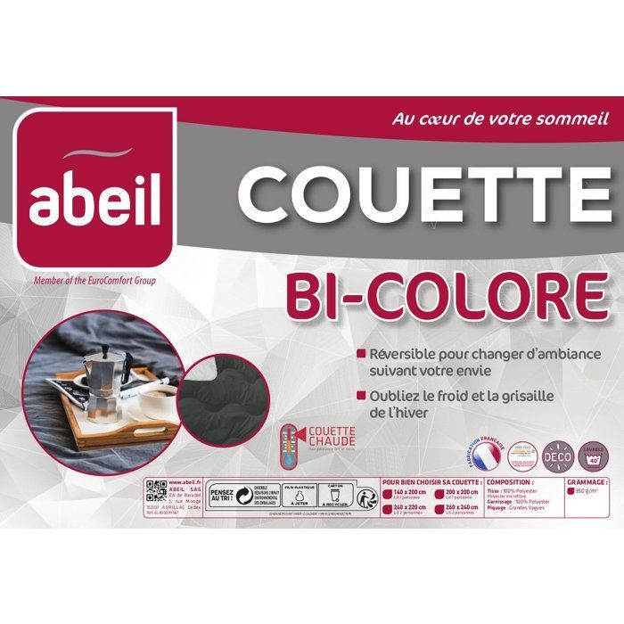 Abeil two -tone duvet - 220 x 240 cm - White and gray
