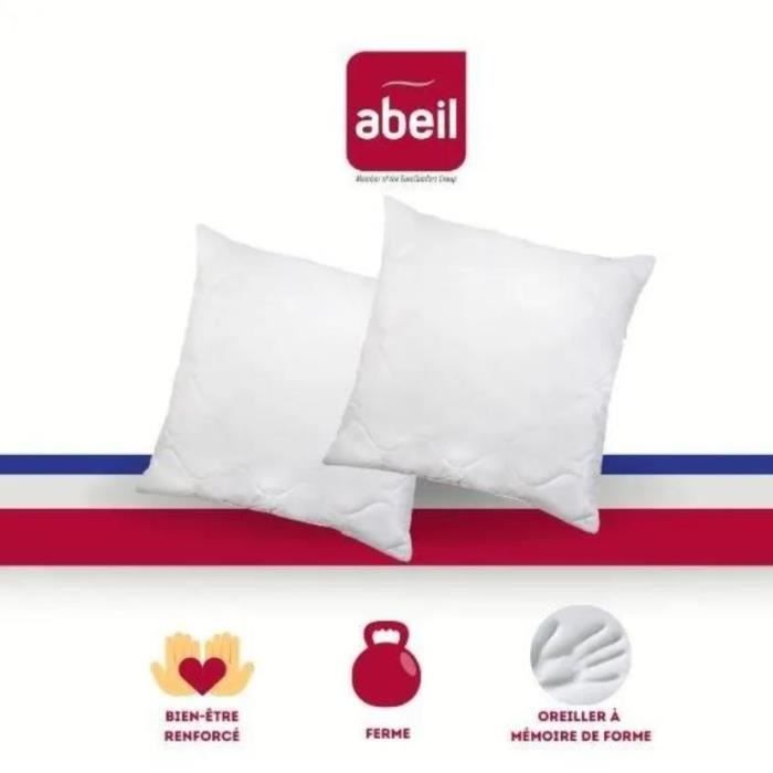 Abeil batch of 2 quilted memory pillows - 60x60 cm - White