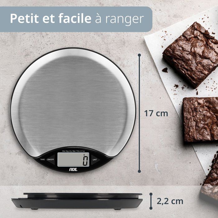 Digitale Küchenwaage  ADE  ANJA  ABS-Kunststoff  17 x 17 x 2,2 cm  Inkl. 1 Cr 2032 Batterie