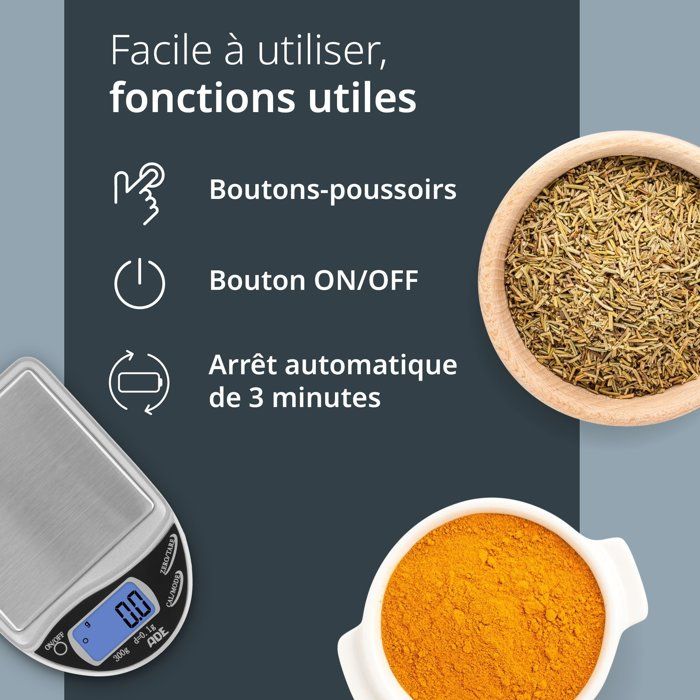 Digitale Küchenwaage  ADE  POCKET  ABS-Kunststoff  Von 0,1 bis 300 g  Inklusive 2 AAA-Batterien