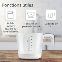 Messbecher/Waage  ADE  FRANCA  Glas/Kunststoff  20,7 x 14,6 cm  Inkl. 1 Cr2032-Batterie