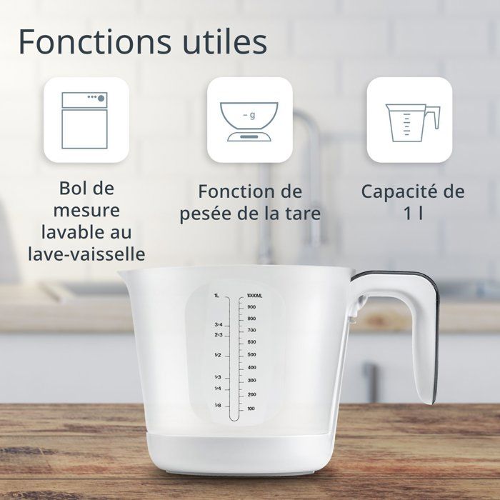 Messbecher/Waage  ADE  FRANCA  Glas/Kunststoff  20,7 x 14,6 cm  Inkl. 1 Cr2032-Batterie